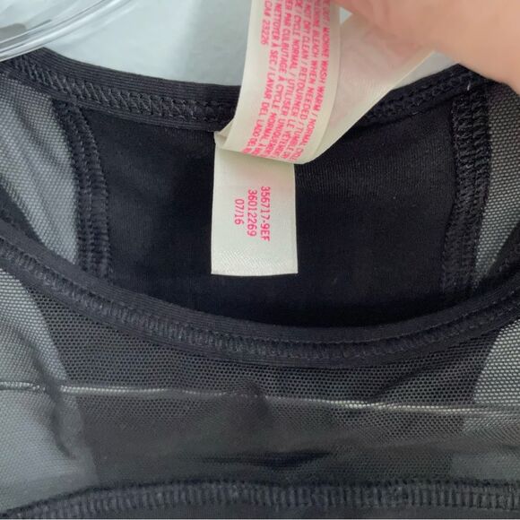 PINK Victoria’s Secret Haut Court Crop Racerback Mesh Logo Sports Bra Black XS - Picture 7 of 13